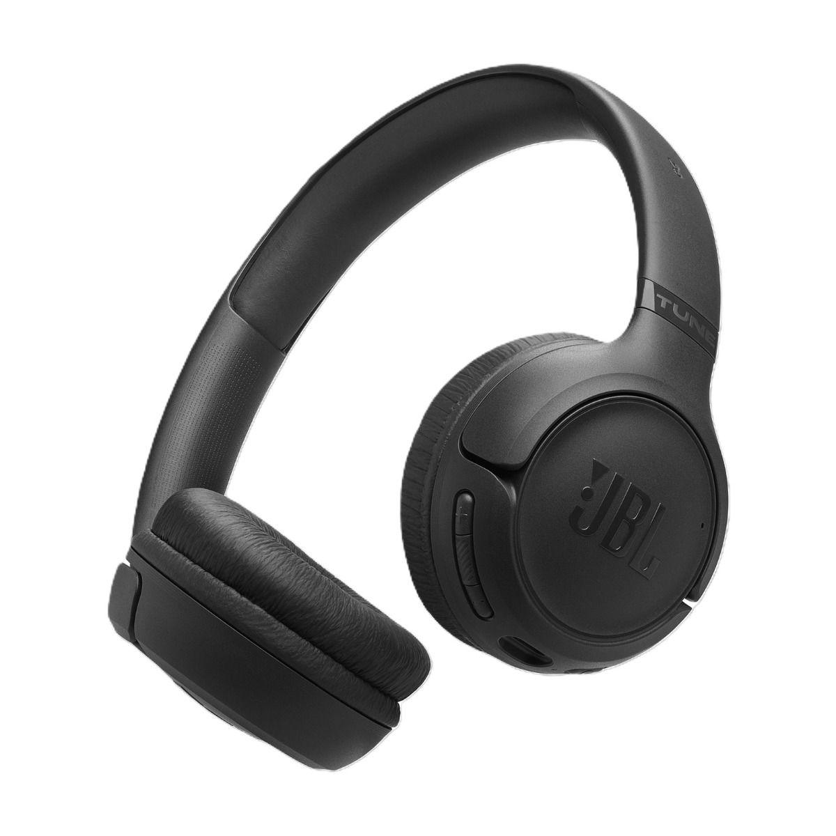 سماعات رأس JBL Tune 530BT لاسلكية على الأذن بتقنية البلوتوث مع صوت باس نقي، عمر بطارية 76 ساعة، ميكروفونات مزدوجة مزودة بتقنية تكوين الشعاع، بلوتوث متعدد النقاط 6.0، قابلة للطي وخفيفة الوزن، T530BTBLKEU، أسود