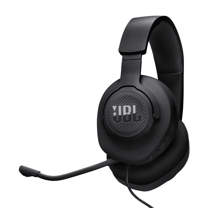 سماعة الألعاب السلكية JBL Quantum 100M2 فوق الأذن باللون الأسود (JBLQTUM100M2BLK)