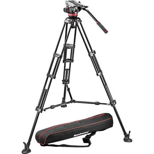 Manfrotto Professional fluid video system/ aluminum / ground spreader (MVH502+546GB)