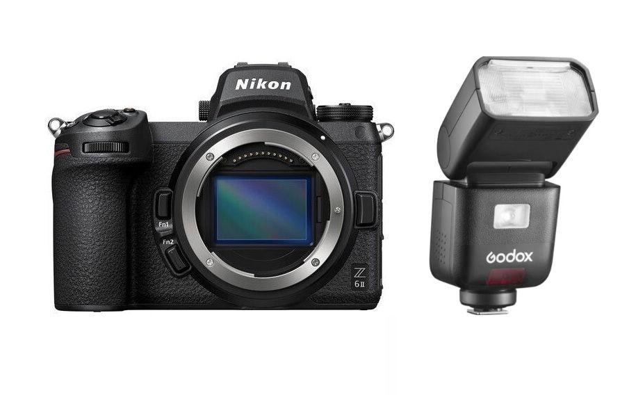 كاميرا نيكون Z6 II بدون مرآة هيكل فقط + هدية مجانية فلاش Godox Ving TTL المثبت على الكاميرا لكاميرات نيكون، V480N 