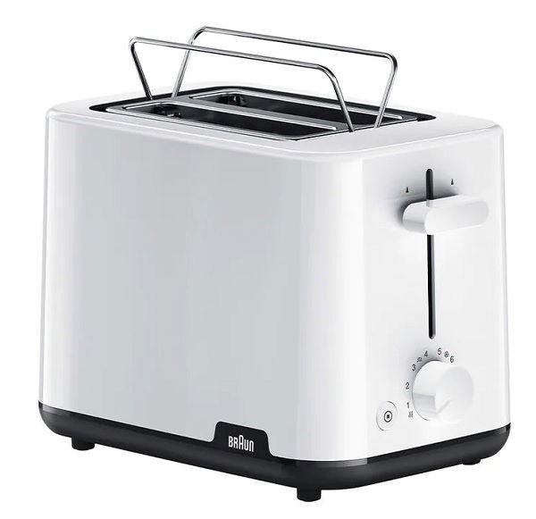 Braun Toaster, 900W, 2 Slots, 8 Browning Setting, Intelligent Heat Control, 3 in 1 Browning Knob, BPA Free, Illuminated Button, Auto Shut Off, Safety System, HT1010WH, White