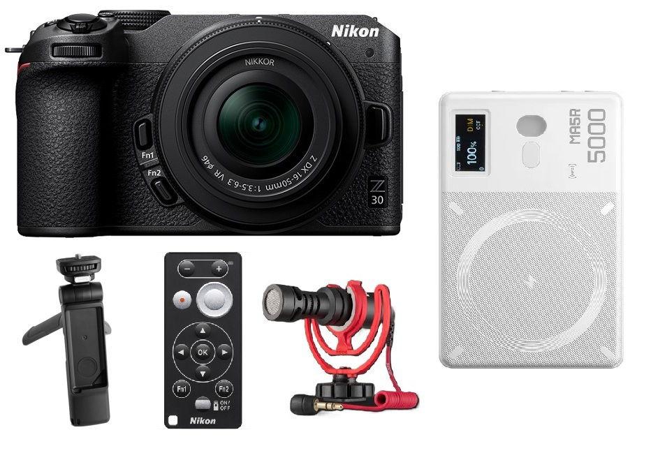 Nikon Z30 Mirrorless Camera Kit With 16-50mm + RODE VIDEO MICROPHONE + SmallRig Tripod Grip for Nikon ML-L7 + Nikon ML-L7 Remote Control + Free Gift Godox MA5R RGB LED Light and Power Bank