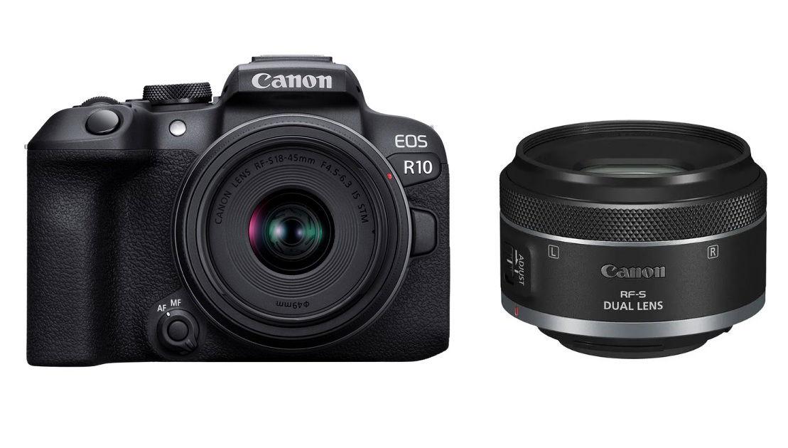كاميرا كانون EOS R10 مع عدسة RF-S18-45mm F4.5-6.3 IS STM EOS R10-18-45 + عدسة كانون RF-S 7.8mm f/4 STM المزدوجة، RF-S7.8F4