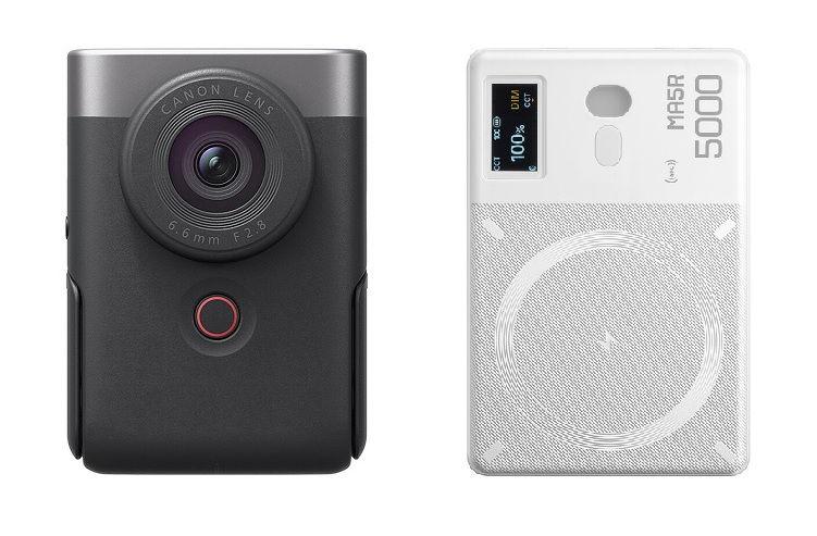 Canon Powershoot V10 Camera, PSV10-SL, Silver + Free Gift Godox MA5R RGB LED Light and Power Bank, White