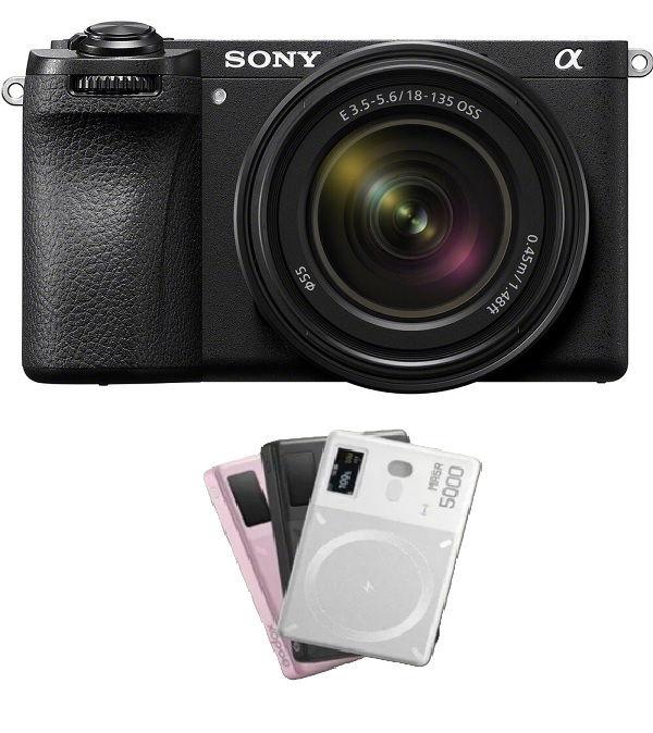 كاميرا سوني α6700 Premium E-mount APS-C مع عدسة تكبير 18-135 مم + هدية مجانية من Godox MA5R RGB LED Light وبنك طاقة