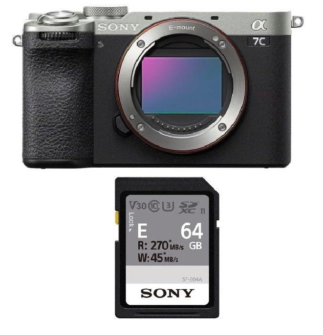 كاميرا سوني ILCE-7CM2 صغيرة الحجم ذات إطار كامل فقط + هدية مجانية بطاقة ذاكرة Sony UHS-II SDXC من سلسلة E بسعة 64 جيجابايت 
