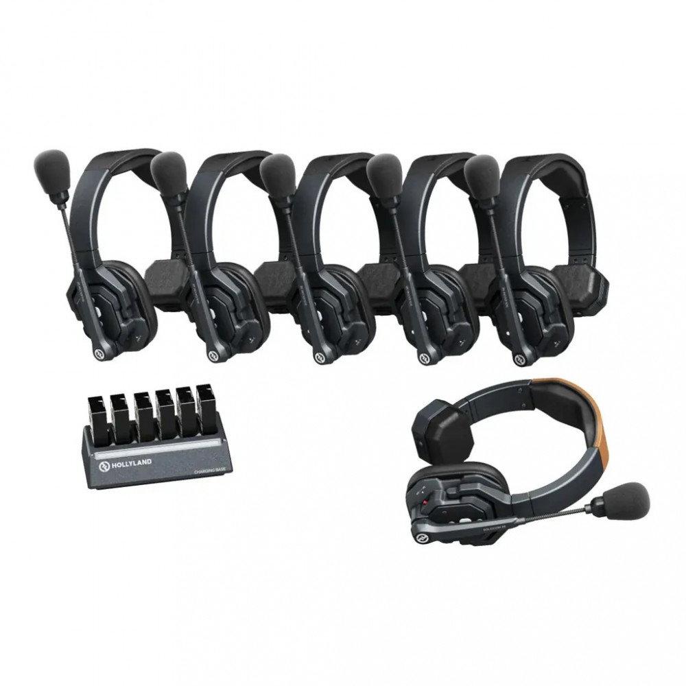 سماعة رأس لاسلكية سوليدكوم SE من هوليلاند بنظام اتصال داخلي مزدوج كامل، يدعم 6 مستخدمين، مزود بخاصية إلغاء الضوضاء ، HOLY-SOLIDCOM-SE-6S