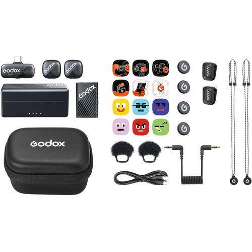Godox Cube-C 2-Person Wireless Microphone System Combo Kit 2 for Cameras and Mobile Devices,2.4 GHz, Black