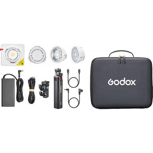 مجموعة إضاءة LED محمولة Godox ML100R RGB + عدسة 36 درجة ومقبض بطارية