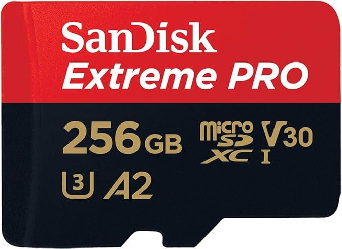 SanDisk Extreme Pro microSD UHS I Card 256GB for 4K Video on Smartphones, Action Cams & Drones 200MB/s Read, 140MB/s Write, Lifetime Warranty