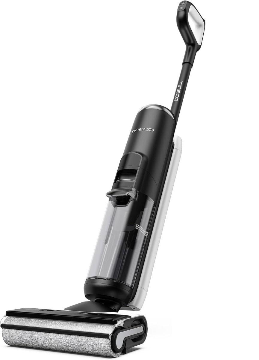 مكنسة كهربائية لاسلكية من تينيكو فلور ون اس6، للتنظيف الرطب والجاف، بزاوية 180 درجة، بقوة 220 واط، مع تنظيف ثلاثي الحواف، وتقنية استشعار iLoop الذكية، مع خاصية التنظيف الذاتي FlashDry، طراز FW311500SA، أسود