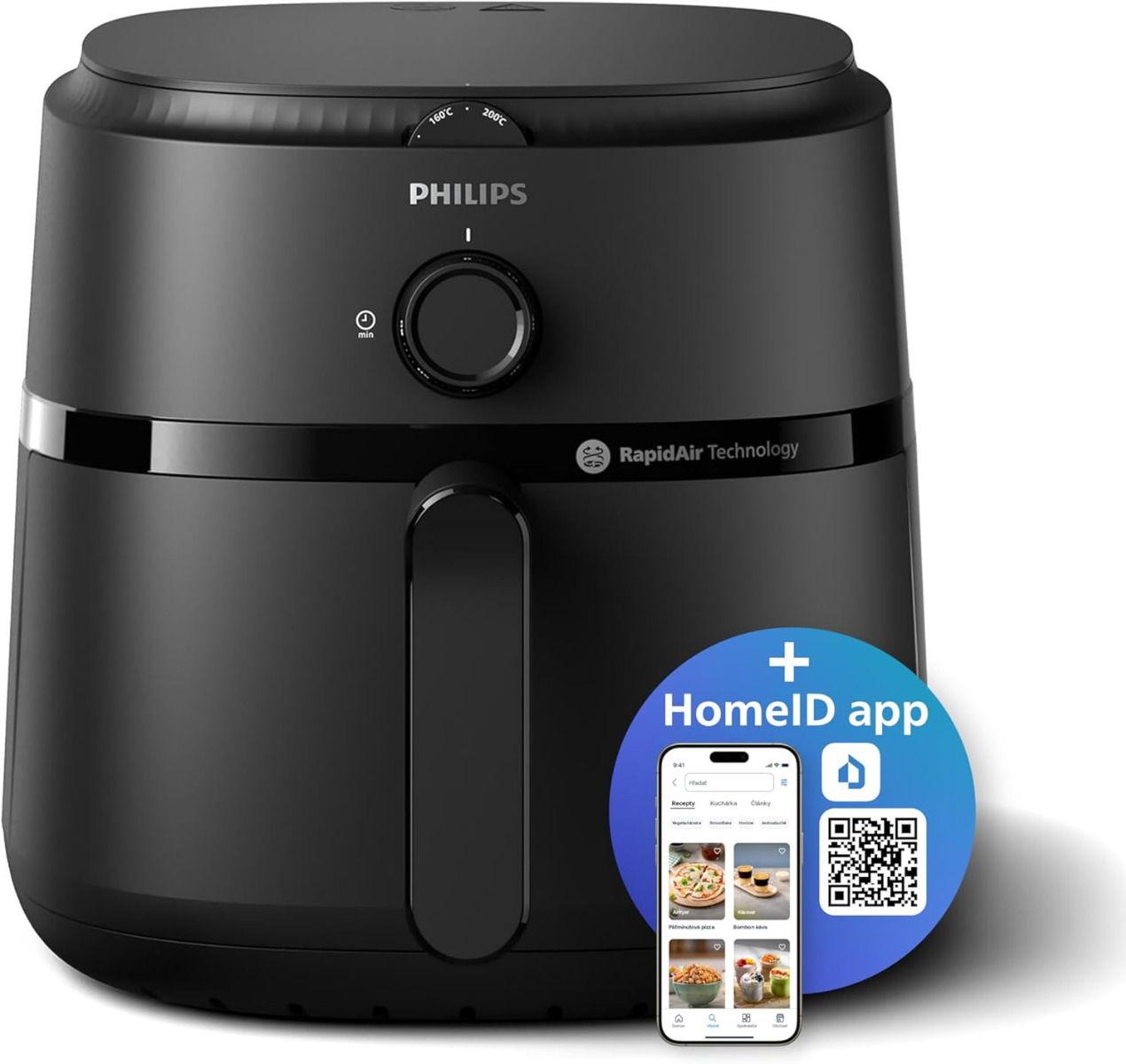 Philips Airfryer XL, 1700W, 6.2L, Analogue, 12 Cooking Functions, Rapid Air Technology, NA130/00, Black 