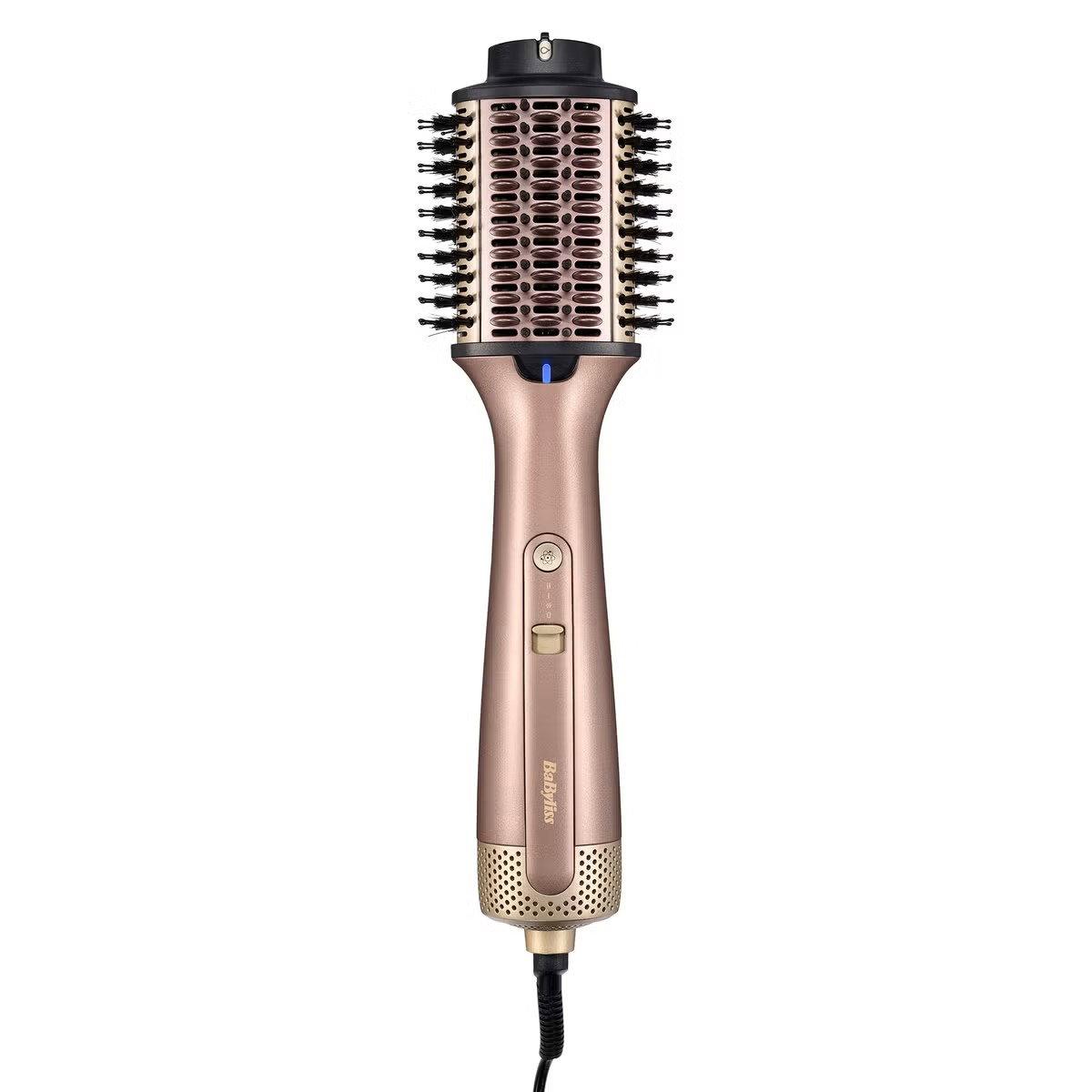 BaByliss Big Hair Dual Hot AirStyler, 1000W Hot Air Brush for Smooth Volume and Shine, Large Oval Barrel for Wet or Dry Styling, 3 Heat/2 Speed Settings, and Ionic Frizz Control, AS95SDE, Rose Gold