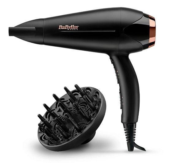 Babyliss Hair Dryer, 2200W, 2 Speed Setting, 3 Heat, Ionic Frizz Control, Tourmaline Ceramic Technology, Slim Concentrator Nozzle, Removable Filter, D570DSDE, Black