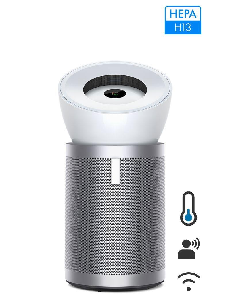 جهاز تنقية الهواء من دايسون، كبير وهادئ، يغطي مساحة 1100 قدم مربع، مع فلتر HEPA H13 متقدم، يزيل 99.95% من مسببات الحساسية والملوثات، حتى PM 0.1، شاشة LCD، تحكم ذكي، BP02، لون أبيض/فضي ساتان