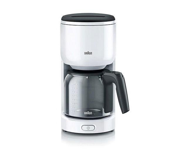 Braun Coffee Maker, 1000W, 10 Cups, Anti Drip System, Opti-Brew System, Water Level Indicator, Dishwasher Safe, 40 Minutes Auto Shut Off, BPA Free, KF3100WH, White