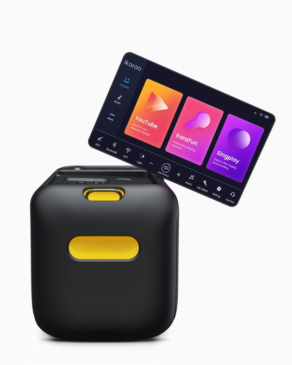 Ikarao Karaoke Machine with Lyrics Display, Built-in 13.3" Screen, Truly All in One Karaoke Machine with 2 Wireless Microphone Hidden & Self Charging, 460W Bluetooth Speaker for Party, Break X1, Black