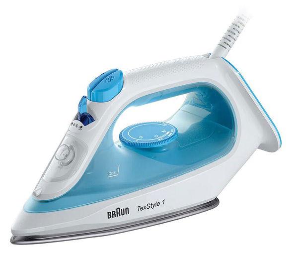 Braun Steam Iron, 2000W, 120g Steam Shot per Minute, Super Ceramic Soleplate, Self Clean, Anti Drip, 220ML Water Tank, Water Spray, 50% Energy Saving, SI1050BL, Blue