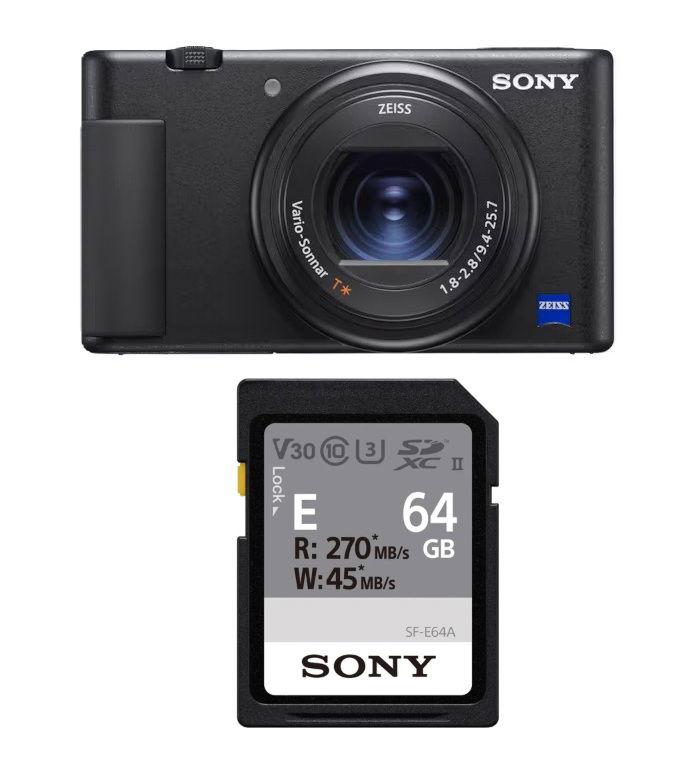 Sony Digital Vlog Camera for content creation + Free Gift Sony 64 GB E Series UHS-II SDXC Memory Card, SF-E64A
