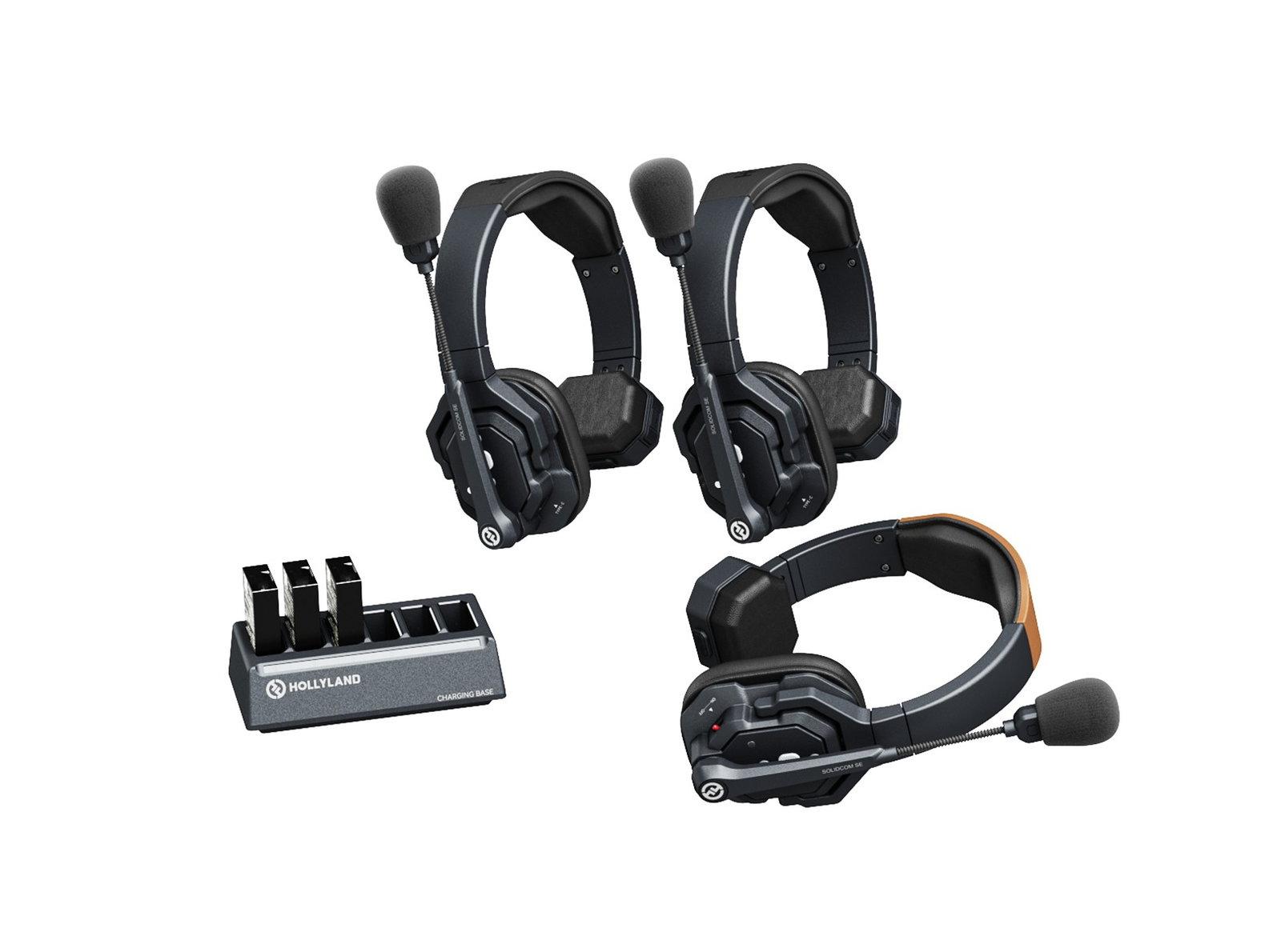 Hollyland Solidcom SE Full Duplex 3-Users, ENC Noise Cancellation, Wireless Intercom Headset System, HOLY-SOLIDCOM-SE-3S