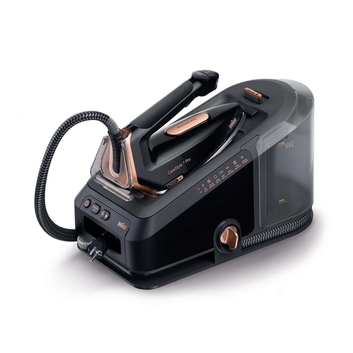 Braun CareStyle 7 Pro Steam Generator Iron with FreeGlide 3D Technology, Smart iCareMode, Ironing, Anti Drip, Detachable 2L Water Tank, Auto-Off, 2700 Watts, IS7286, Black