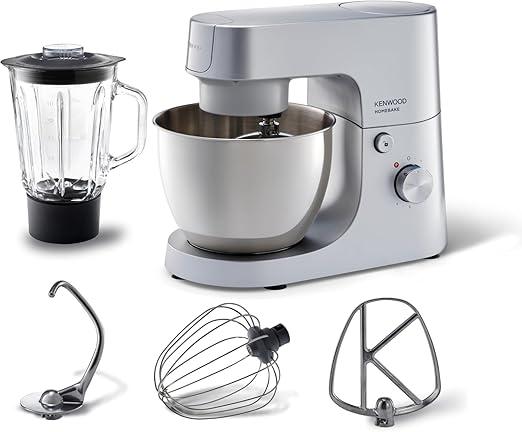 Kenwood HOMEBAKE 1400W Stand Mixer with Blender, 5L Brushed Steel Bowl, K-Beater, Whisk, Dough Hook, Splash Guard, Variable Speed, Compact Design, KHH01.120SI Silver