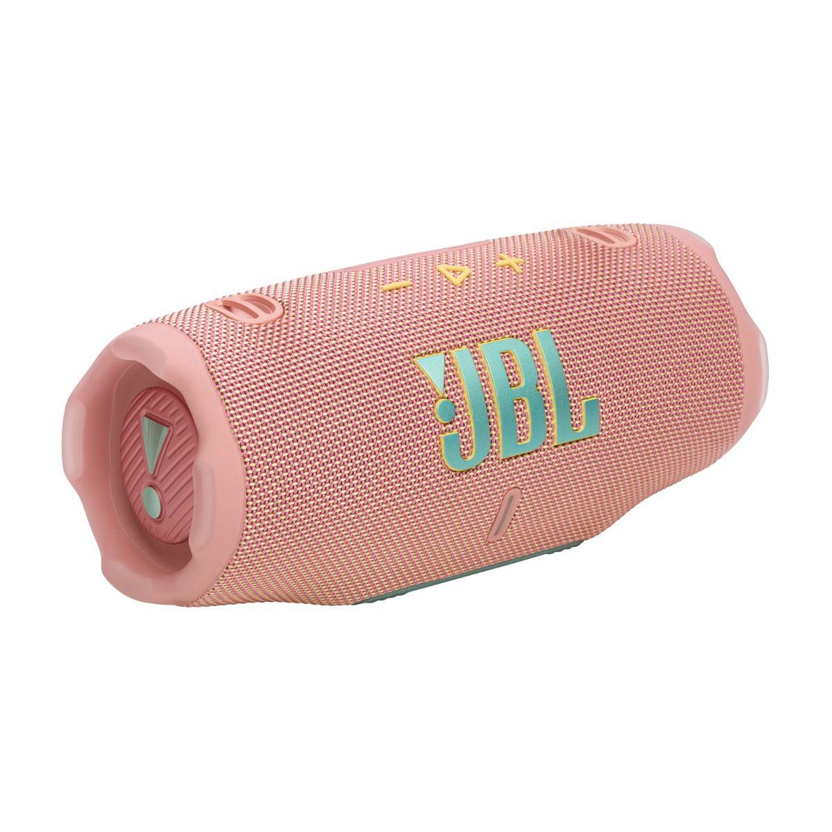 JBL Charge 6 – مكبر صوت بلوتوث محمول مقاوم للماء مزود ببطارية قوية ونظام Auracast، مع زمن تشغيل يصل إلى 28 ساعة، شحن سريع، تصميم مقاوم للسقوط، وصوت قوي، زهري
