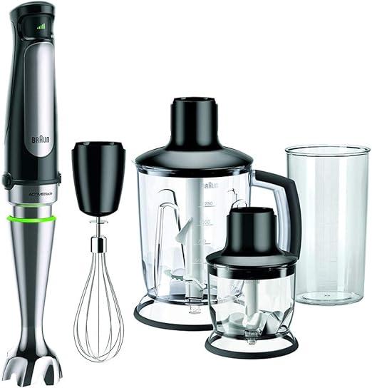Braun Multi Quick 7, 1000W, 1.5L Food Processor, 0.600L Beaker, Whisk, Stainless Steel Shaft, Splash Control, MQ7045X, Black