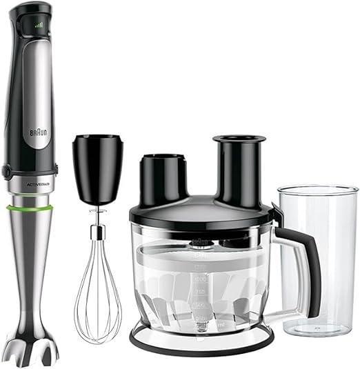 Braun Multi Quick 7, 1000W, 1.5L Food Processor, 0.600L Beaker, Whisk, Stainless Steel Shaft, Splash Control, MQ7075X, Black