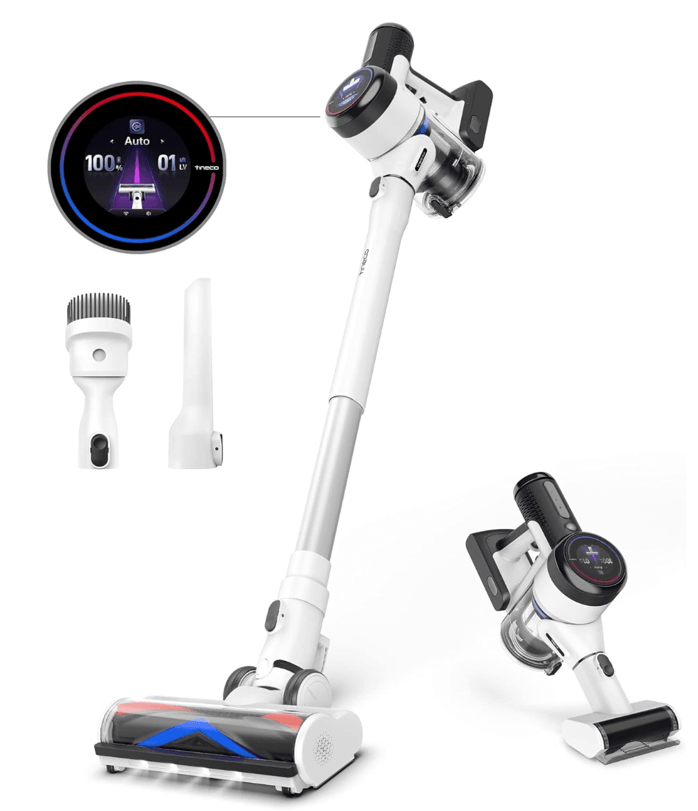 مكنسة كهربائية لاسلكية من تينيكو VS156000SA Pure One S15 Pro مع ملحقات متعددة وشفط قوي بقوة 500 وات، تقنية مستشعر iLoop مع شاشة iLoop، تقنية فائقة الهدوء والتنظيف الذاتي (VS156000SA)