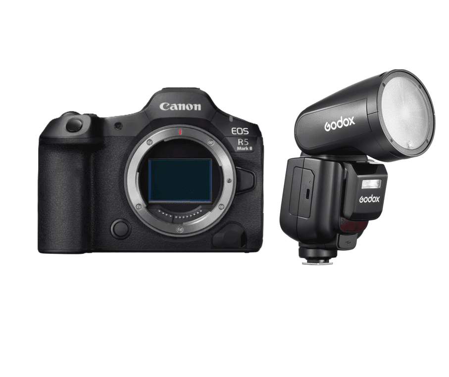 كانون EOS R5 مارك II EOSR5MKIIB (هيكل فقط) + هدية فلاش جودوكس V1 برو لكاميرات كانون، V1PRO-C