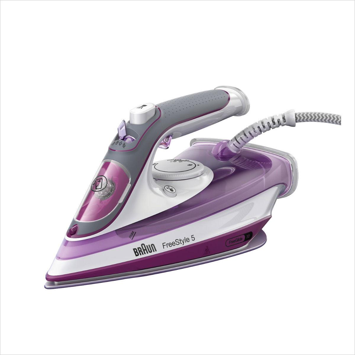 Braun Steam Iron, 2700W, Super Ceramic Soleplate, 200g Steam Shot per Minute, Auto Off, Anti Drip, Self Clean, 300ML Tank capacity, water Spray, SI5037VI, Violet