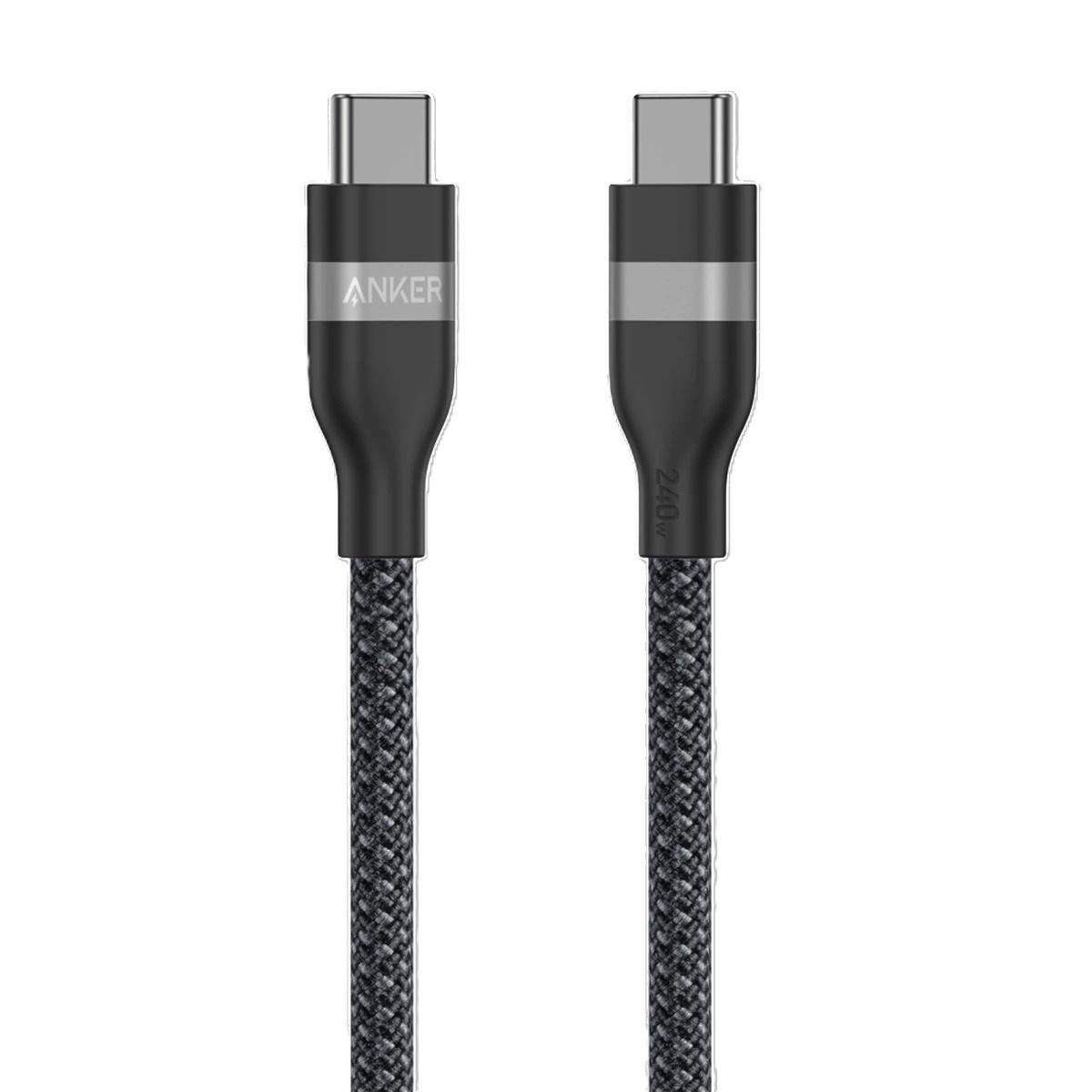 Anker Soft Durable USB-C to USB-C Cable 1.8 Meter, 240W, Upcycled Braided Fast Charging Cable, Soft to the Touch, Simple to Store, A82E2H12, Black