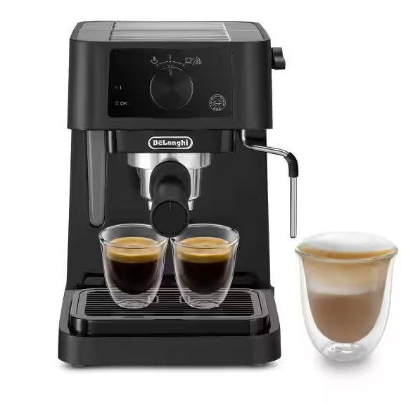De'Longhi Stilosa Advanced Pump coffee maker 15 bar, 1100W, 1 L, Espresso and Cappuccino, 2 cups, Energy Class A+, EC235.BK, Black