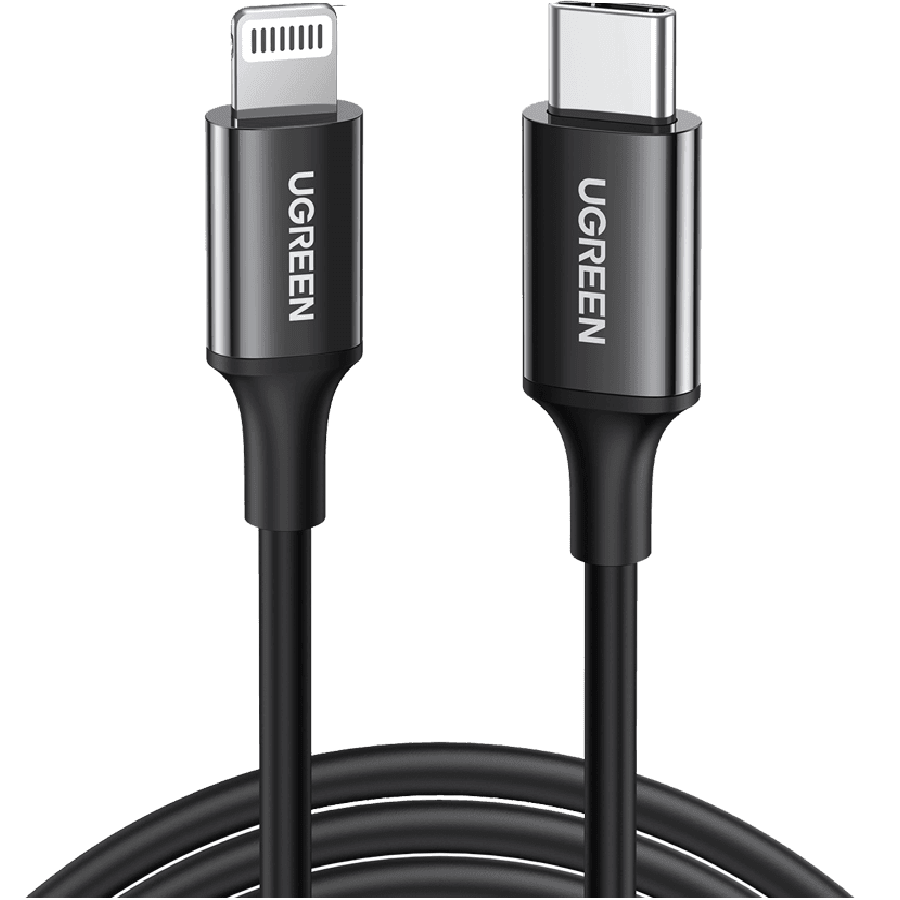 Ugreen Charging and Sync Data Cable USB-C to Lightning 1m, 60W, Charge 2x Faster with MFi, Rapid 3A PD Charge, 60751, Black