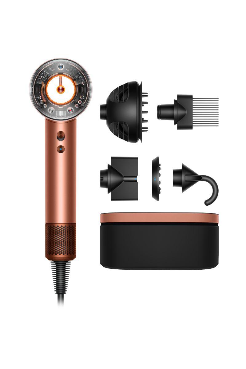 مجفف الشعر Dyson Supersonic Nural™ - للشعر المجعد، يتكيف تلقائيًا لتعزيز اللمعان الطبيعي وحماية صحة فروة الرأس، 143714-01، لون كهرماني حريري
