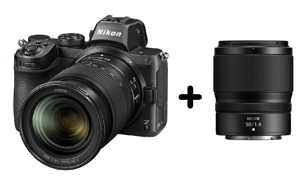 كاميرا نيكون Z5 مع عدسة 24-70 F/4، كاميرا بدون مرآة كاملة الإطار، VOK040XM + عدسة نيكون زد 50 مم 1.4، JMA004DA
