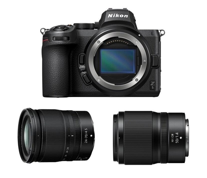 كاميرا نيكون Z5 بدون مرآة (VOA040AM) + عدسة نيكون نيكور زد 24-70 مم f/4 S + عدسة نيكون زد 50 مم 1.4، JMA004DA