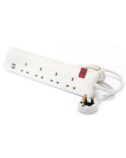 توصيلة كهرباء 3 متر- 4 مخارج 2 USB- أبيض (698530)