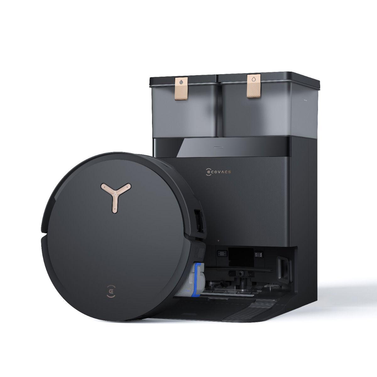 ECOVACS DEEBOT X8 PRO OMNI Robot Vacuum and Mop, 18000Pa, OZMO ROLLER Instant Self-Washing Mopping, 167℉ Hot Water Mop Washing, Auto Cleaning Solution Adding, Hot Air-Drying, Self-Emptying, Black