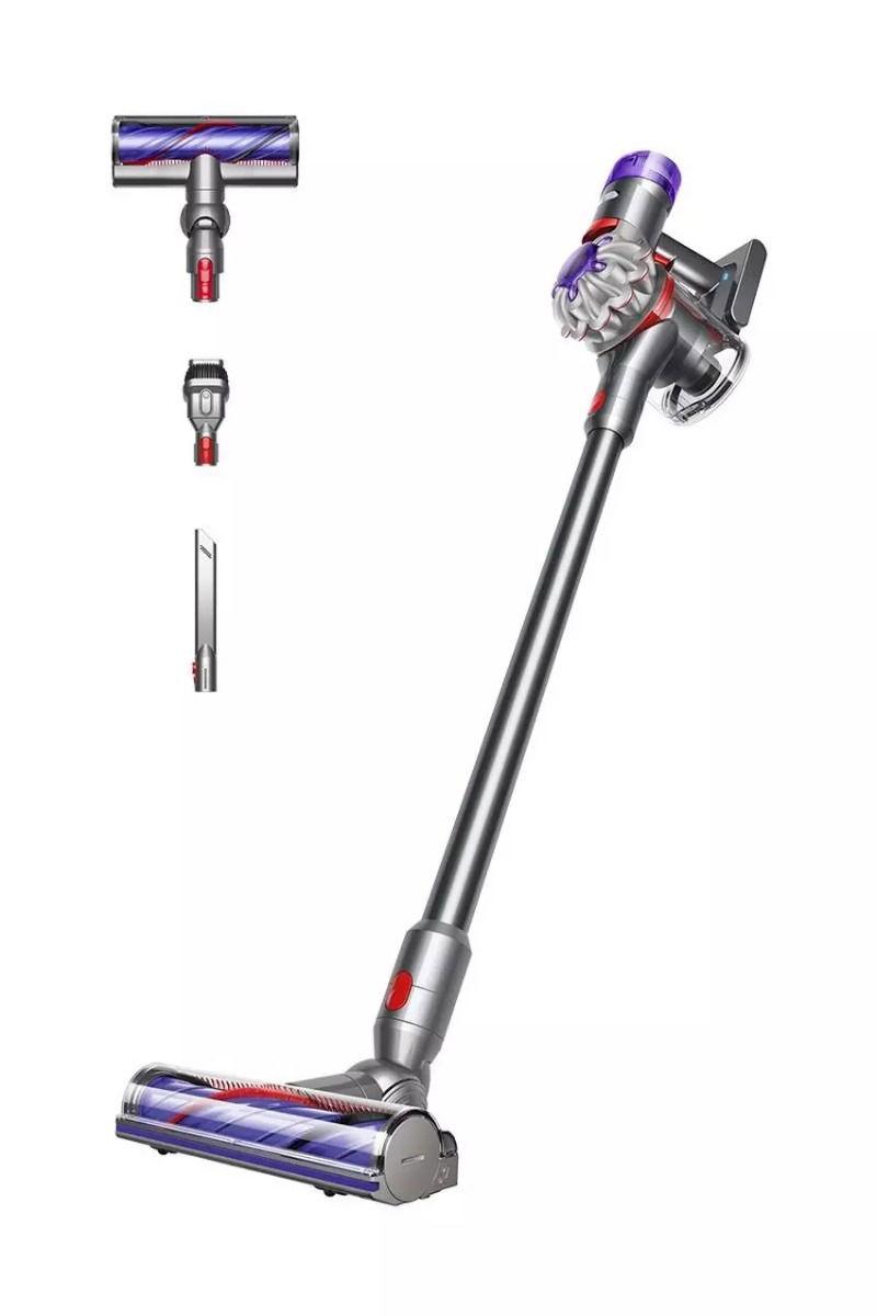 Dyson V8 Advanced Cordless Stick Vacuum Cleaner, 425W, Converts to Handheld, 43 Hair Removal Vanes, Fully-Sealed Filtration, Grey & Purple