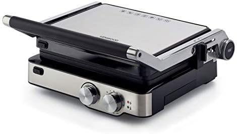 كينوود شواية صحية، 2000 واط، تحكم متغير في درجة الحرارة، أوضاع شواء قابلة للتعديل، شواية مفتوحة 180 درجة، شواية فرن، مؤقت، HGM80.000SS، فضي