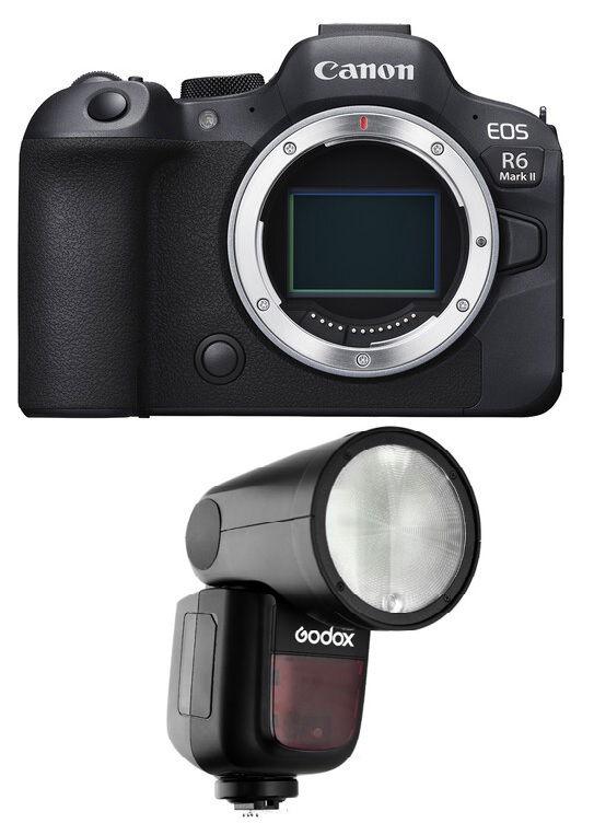 كاميرا كانون EOS R6 Mark II بدون مرآة - هيكل فقط + هدية فلاش Godox TTL LI-ION دائري لكاميرا كانون (V1C)