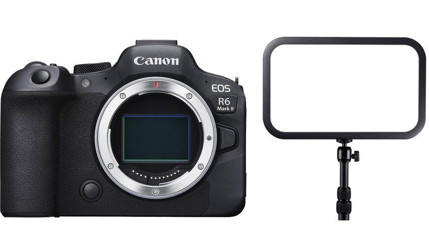 جسم كاميرا كانون EOS R6 Mark II بدون مرآة + هدية مجانية مجموعة إضاءة LED للألعاب الإلكترونية من Godox ES45