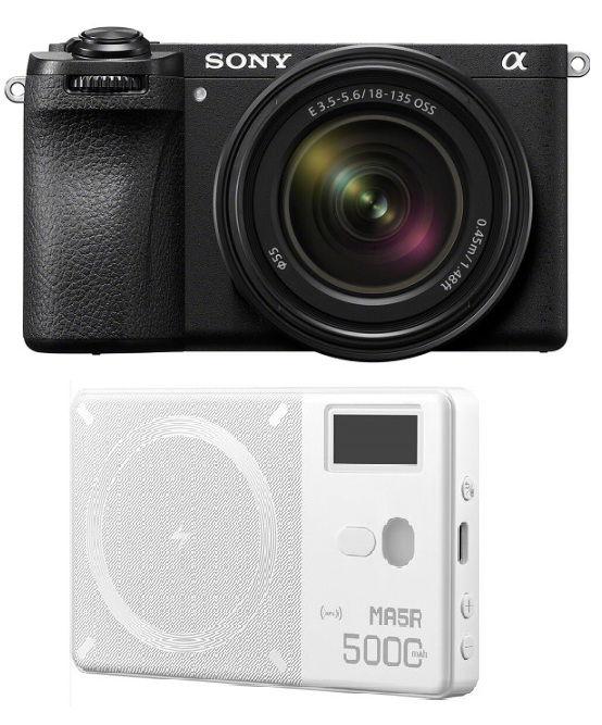 كاميرا سوني α6700 Premium E-mount APS-C مع عدسة تكبير 18-135 مم + هدية مجانية من Godox MA5R RGB LED Light وبنك طاقة