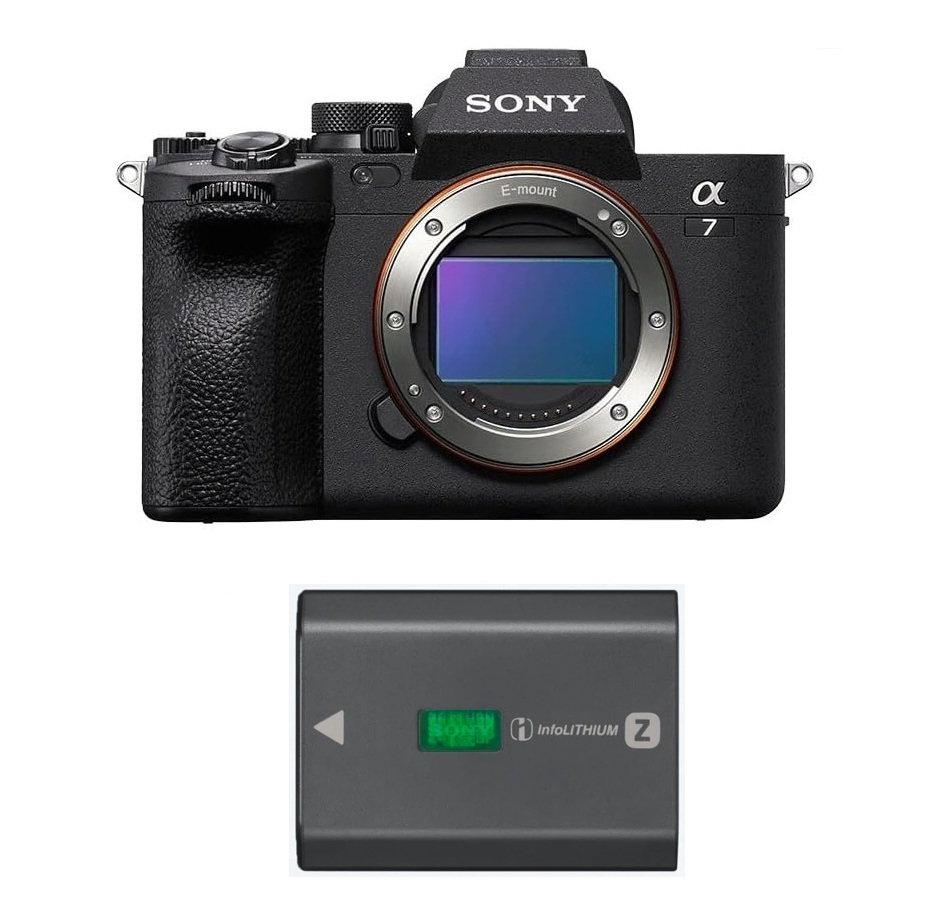 كاميرا سوني α7R V عالية الدقة ذات الإطار الكامل ILCE-7RM5 + بطارية قابلة لإعادة الشحن من سلسلة Z من سوني، NP-FZ100