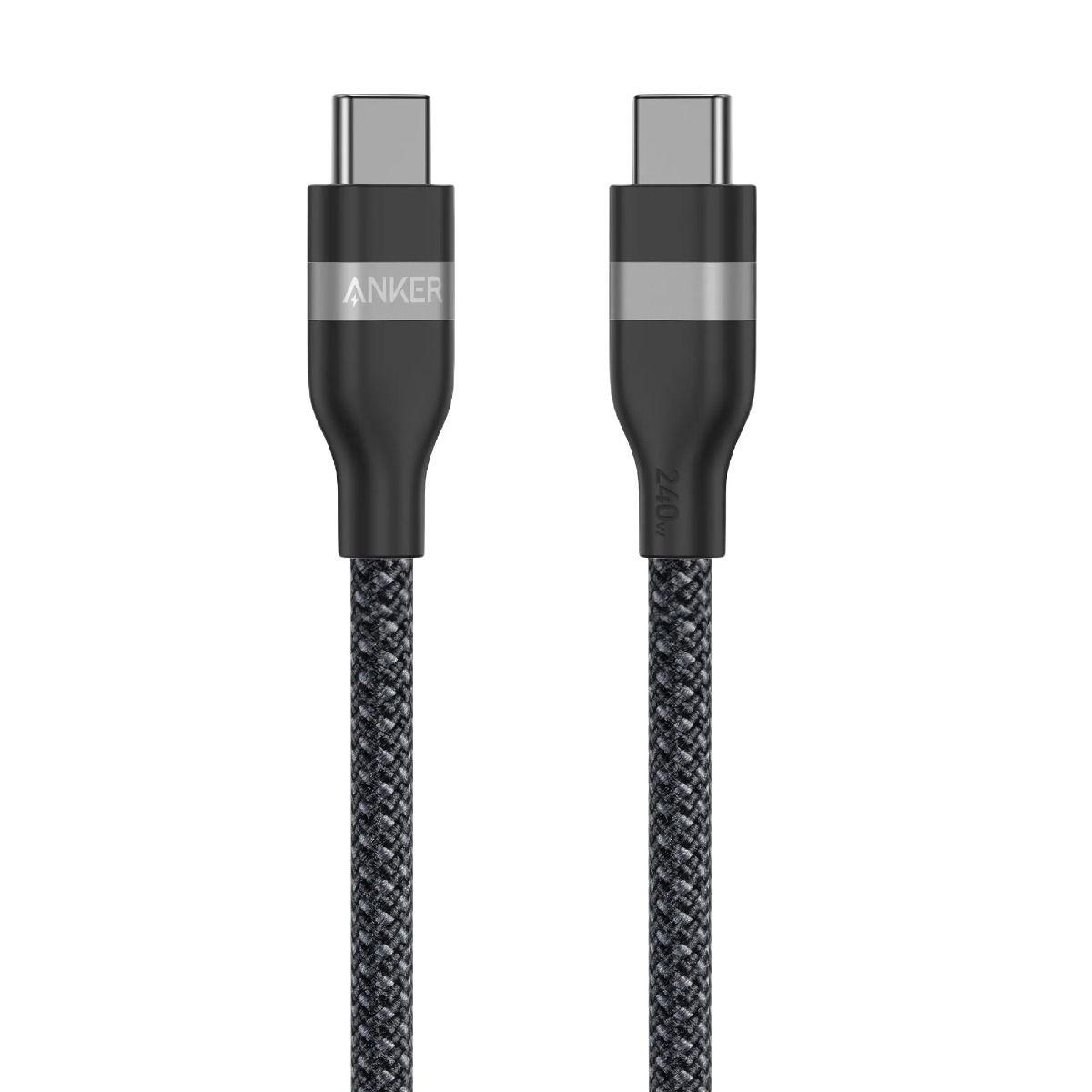 كابل Anker USB-C إلى USB-C (240 واط، مُجدَّد - مضفر) - A82E2H11SC