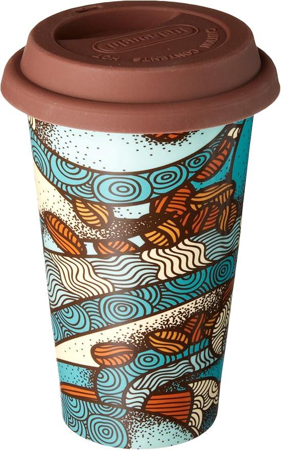 De'Longhi Thermal Mug, 10 ounces, Double Wall Ceramic Mug, DLSC055, Brown