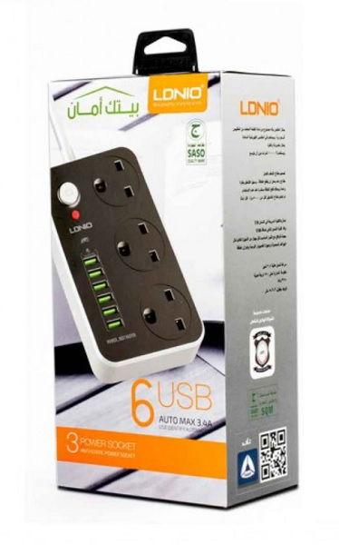 لدنيو توصيلة كهربائية 3 مقابس بقوة 3250 واط 6 منافذ يو إس بي - 3 متر (SC3604-3M)