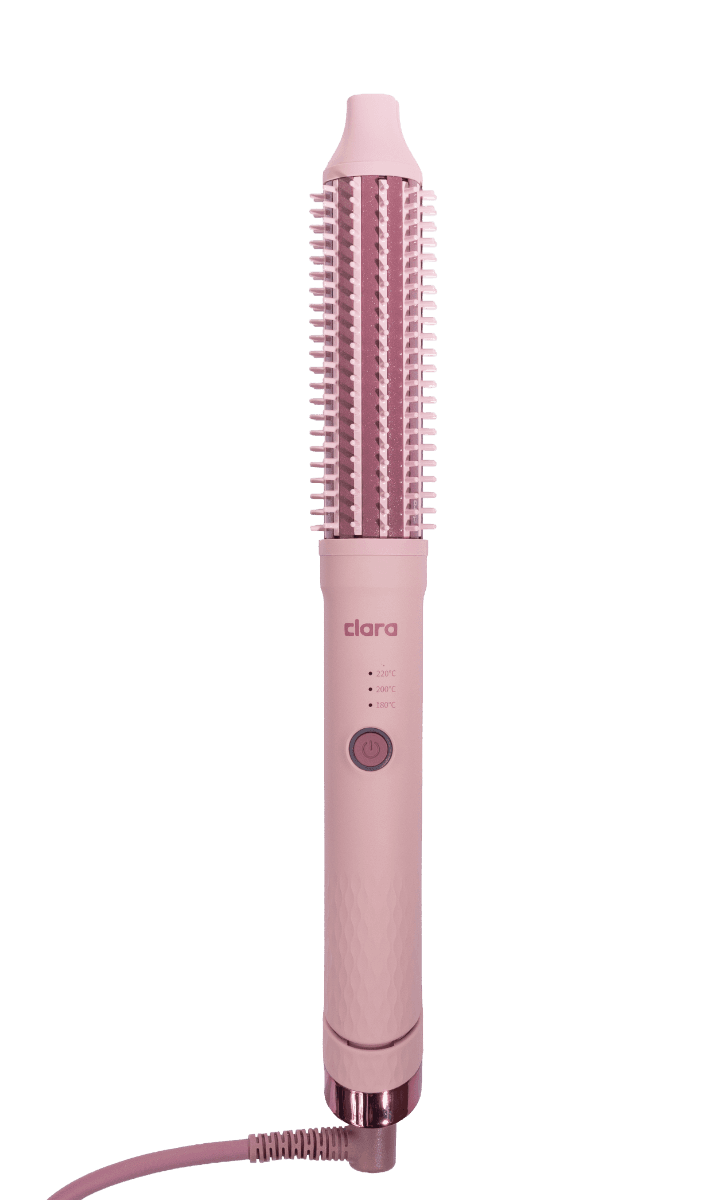 Clara Dual Slim Brush and Straightener, 3 Temperature, 360° Swivel Cord, Suitable for All Hair Types, C19, Pink